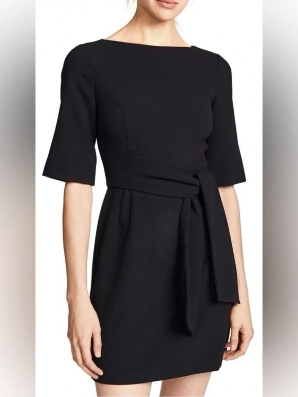Alice + Olivia Virgil Boat Neck Wrap Dress Black Sz 2